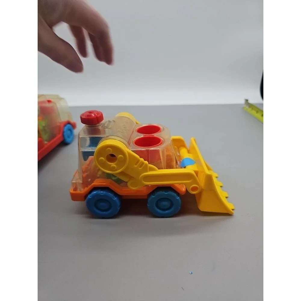 Playskool Vintage Go Go Gears Fire Truck Loader Push and Go 1988 Lot PRESS Clear